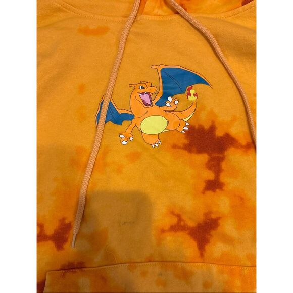 Pokemon Charizard Flame Hoodie Sweatshirt Pullover Tie Dye Size S - Picture 4 of 5